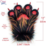 Furryvalley Fursuit Paws Furry Partial Cosplay Fluffy Claw Gloves Costume Lion Bear Props for Kids Adults (Spotted Black) -  by FurryMascot - 