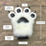 FurryValley Fursuit Paws Furry Partial Fluffy Gloves Costume Lion Bear Props for Kids Adults (White) -  by FurryMascot - 
