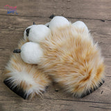 FurryValley Fursuit Paws Furry Partial Fluffy Gloves Costume Lion Bear Props for Kids Adults (Brown) -  by FurryMascot - 