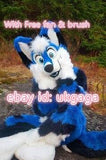 Best Quality on Ali Blue Dog Wolf Furry Fursuit  Suit Birthday Costume Cosplay Animal Party Fancy Dress Carnival Birthday Gift -  by FurryMascot - 