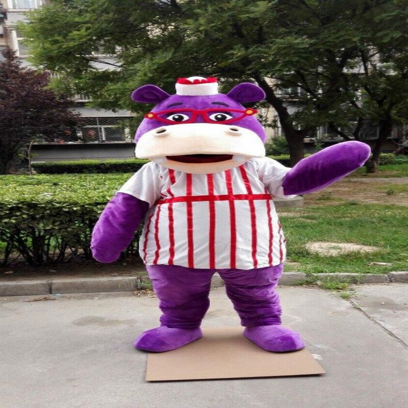 Purple Hippo Mascot Costume Suit Cosplay Party Game Dress Outfit Halloween Adult Fursuit Cartoon Carnival Xmas Easter Ad Clothes -  by FurryMascot - 