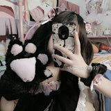 2 Stück Frauen Mädchen süße Katze Kätzchen Pfote Klaue warme Handschuhe Fursuit weiche Anime Cosplay Plüsch für Partyzubehör 