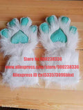 2 Pieces Cute Cat Kitten Paw Claw Black blue Gloves Fursuit Anime UNISEX Costume Cosplay Plush for Party Accessories -  by FurryMascot - 