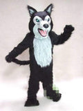 Schwarzer Wolf Husky Hund Fursuit Maskottchen Kostüm Anzüge Cosplay Party Kleid Kleidung Promotion Karneval Halloween Weihnachten Ostern Erwachsene 