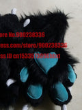 2 Pieces Cute Cat Kitten Paw Claw Black blue Gloves Fursuit Anime UNISEX Costume Cosplay Plush for Party Accessories -  by FurryMascot - 