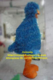 Brisk Long Fur Blue Big Bird Mascot Costume Cartoon Character Mascotte Fancy Dress Yellow Forehand Orange Mouth Legs Feet ZZ309 -  by FurryMascot - 