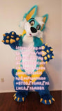 Best Quality on  Blue Dog Fox Complete Suit Mascot Costume Cosplay Party Fancy Dress Birthday