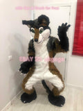 All Size Best Quality on  Brown Dog Wolf Long Plush Complete Suit Mascot Costume Cosplay Party Fancy Dress Birthday -  by FurryMascot - 