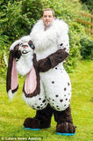 Spot White Big Ear Bunny Rabbit Digitigrade Fursuit Costumes Furries Anime Teen & Adult Costume - FURSUIT by FurryMascot - BUNNY FURSUIT, Digitigrade Fursuit