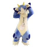 Blue Horn Dragon Cat Digitigrade Fursuit Kostüme Anzug Furries Anime Teen & Erwachsene Kostüm